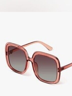 Oversized Square Sunglasses in Burgundy Frame with Gradient Lenses